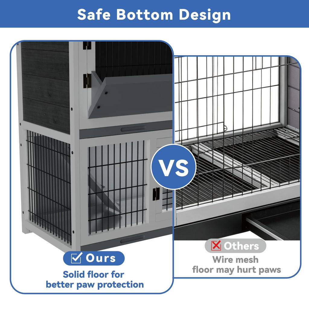 Large 2-Story Rabbit Hutch with Hay Feeder D59262