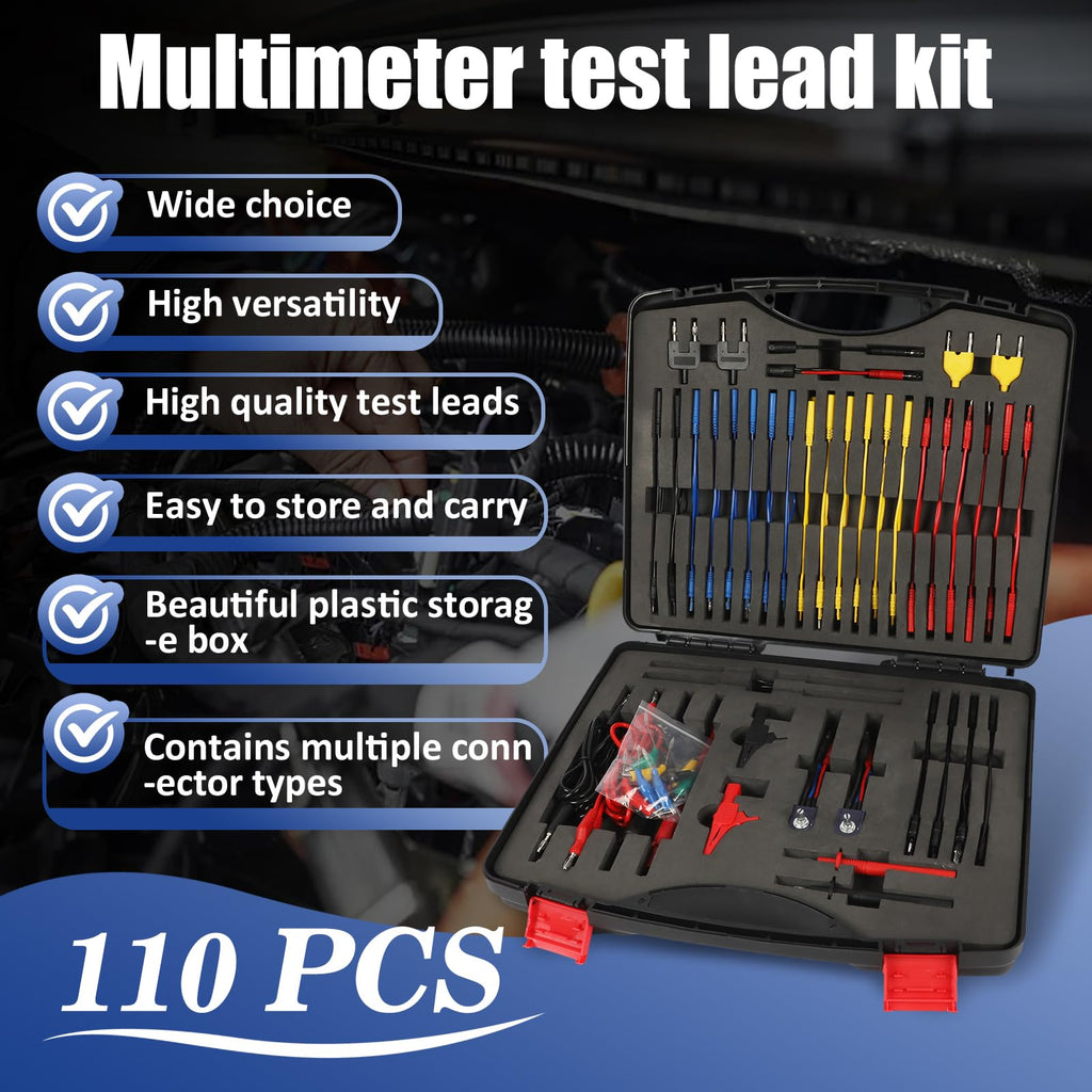 110 Pcs Automotive Circuit Test Lead Kit with Black Carrying Case S5208