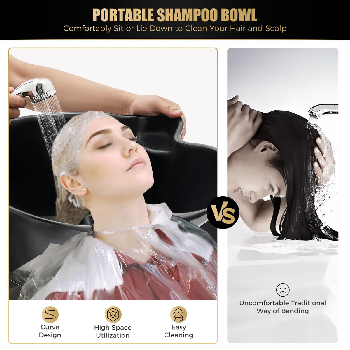 Portable Height Adjustable Shampoo Bowl with Drain Hoses Y6966
