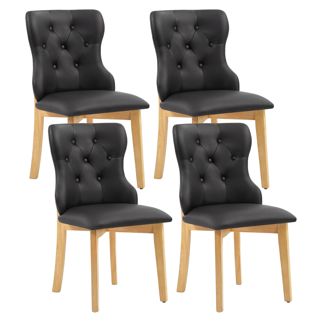Black Upholstered Dining Chairs Set of 4 PU Leather L3900