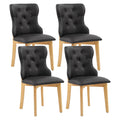 Black Upholstered Dining Chairs Set of 4 PU Leather L3900