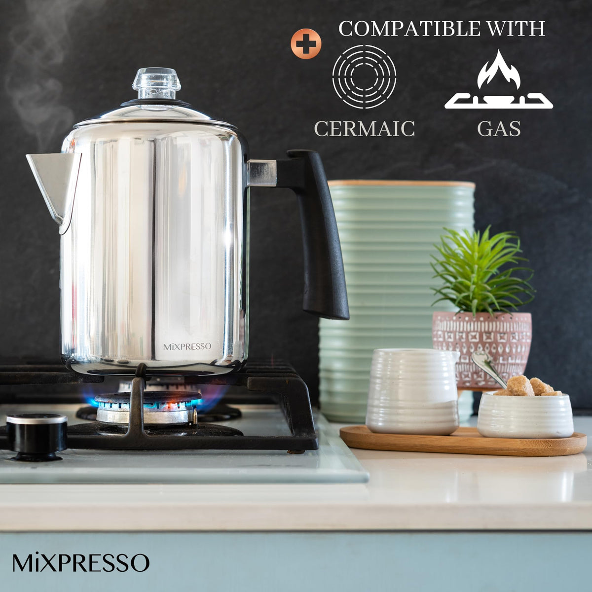 5-8 Cup Stainless Steel Stovetop Coffee Percolator Z56303