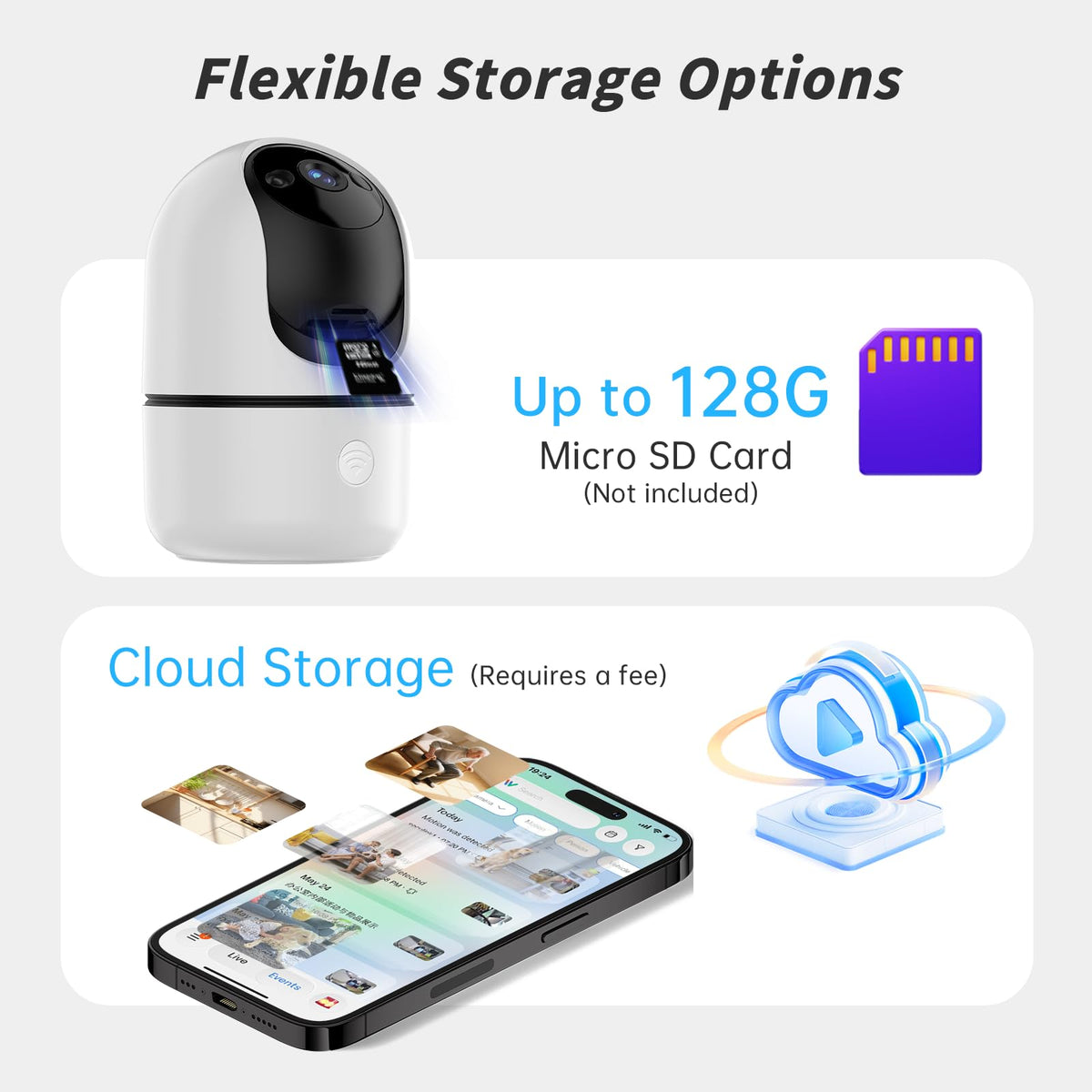 Indoor Camera 5G&2.4G WiFi 360° Pan/Tilt 2-Pack G84442