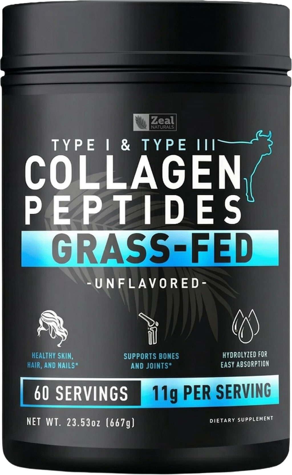 Hydrolyzed Collagen Peptides Powder, 10g Protein, Unflavored, 23.53 oz K607