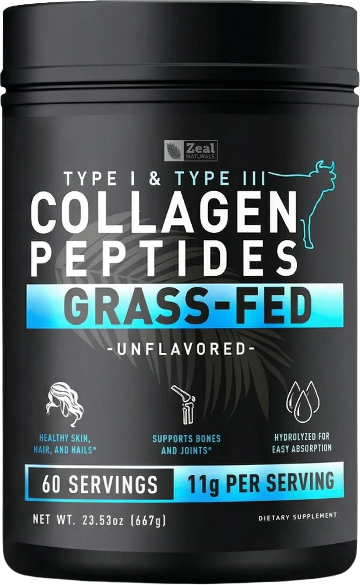 Hydrolyzed Collagen Peptides Powder, 10g Protein, Unflavored, 23.53 oz K607