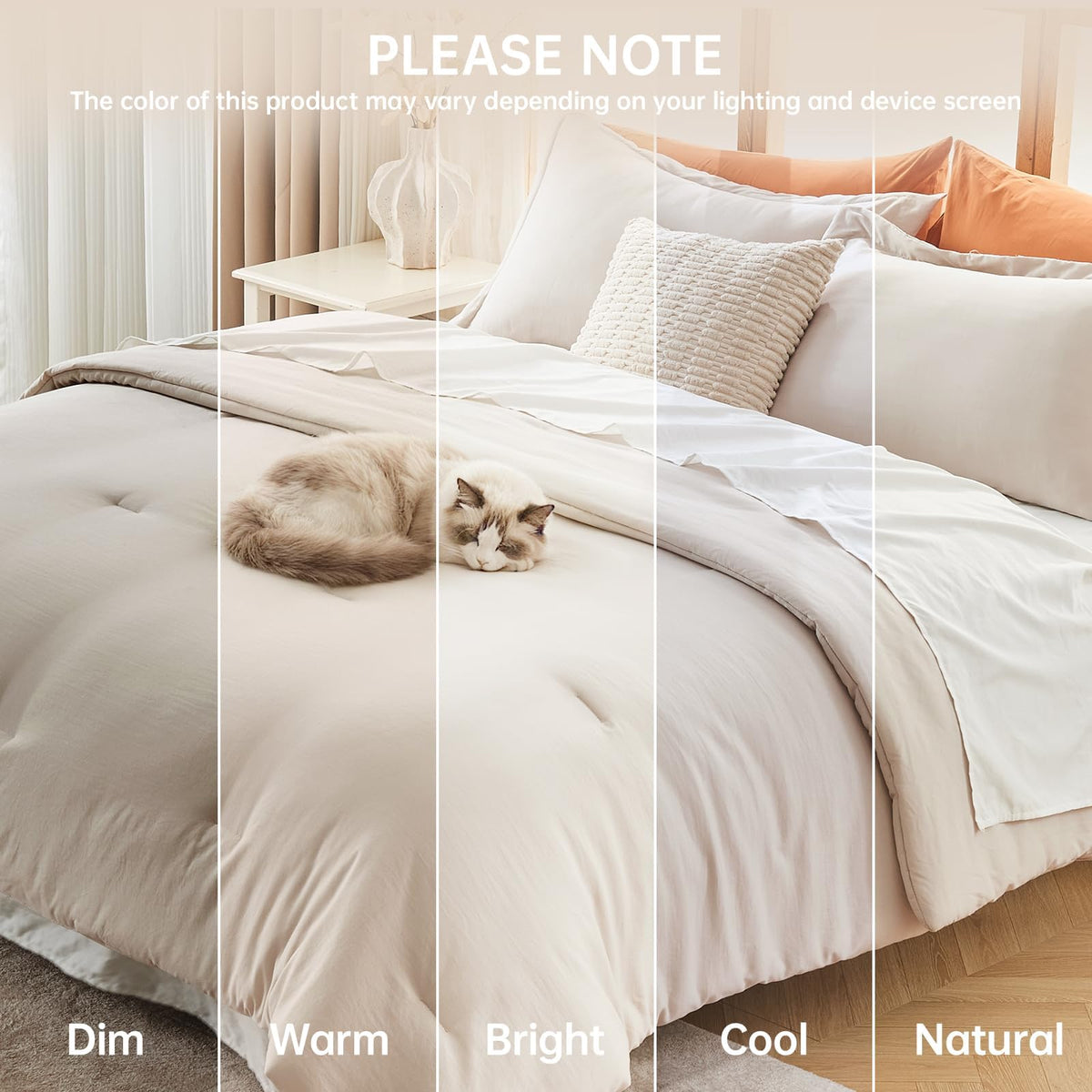 Beige King Size 3 Piece Comforter Set N28740