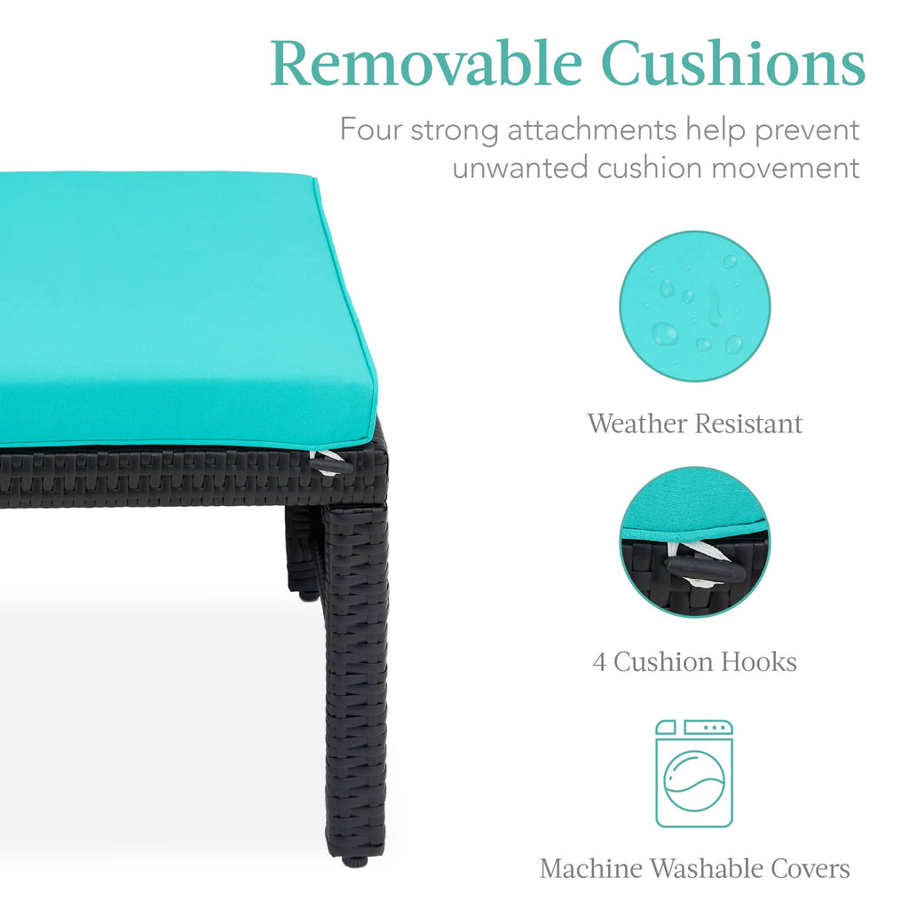 Set of 2 Wicker Ottomans with Removable Cushions W9388
