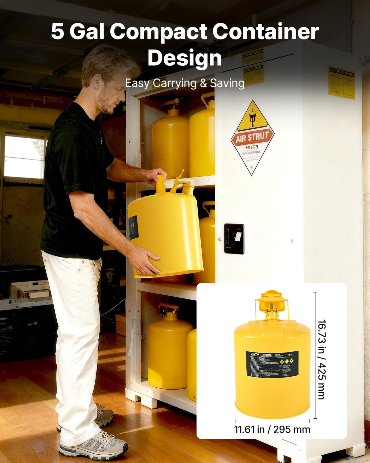 5 Gallon Type I Yellow Metal Container with Flame Arrester U238