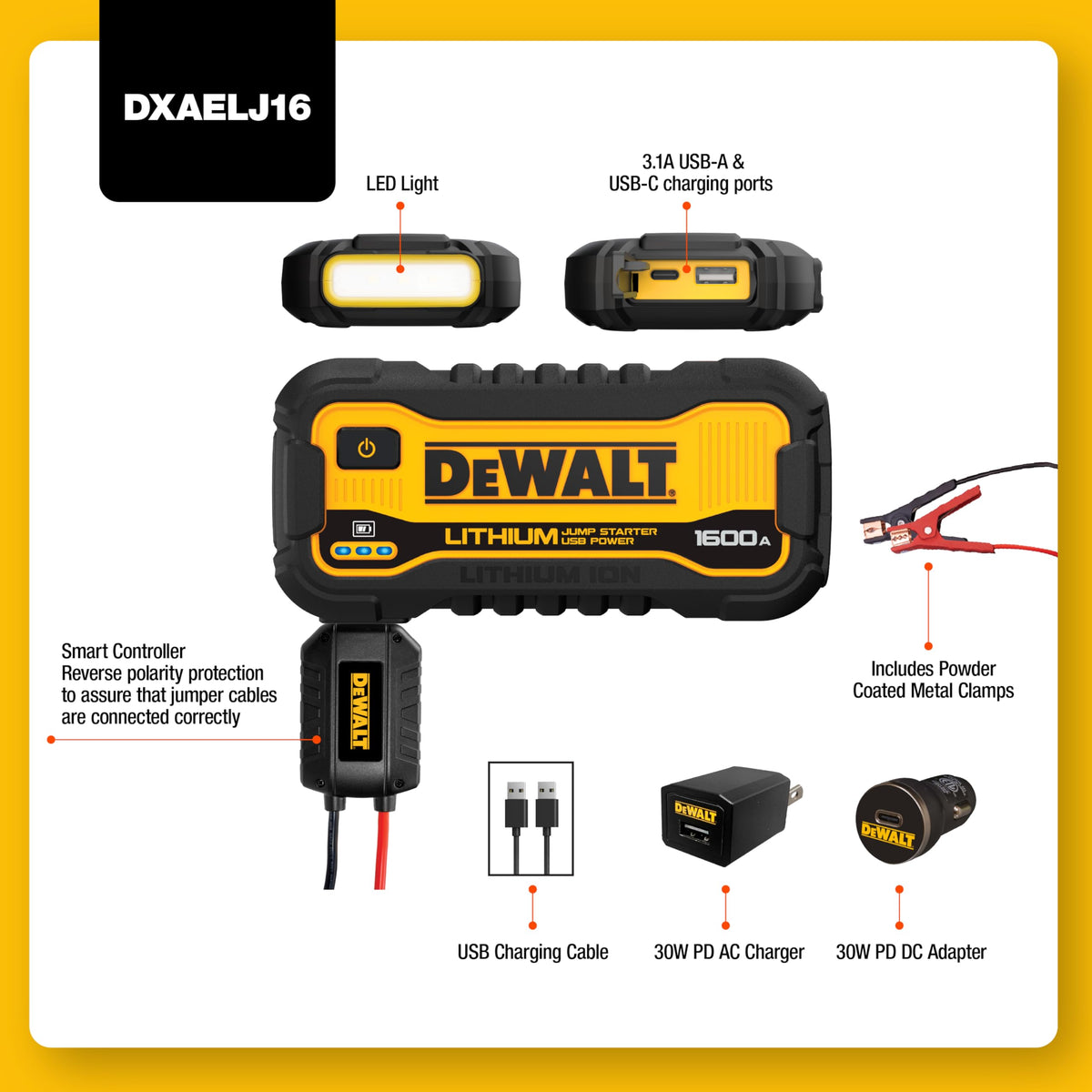 1600 Peak Amp Jump Starter Battery Booster with USB Power Station S561