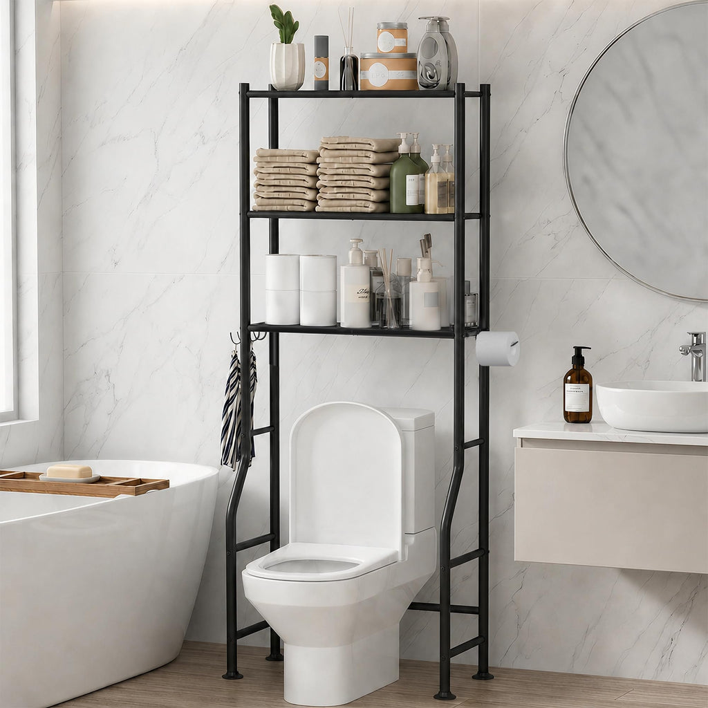 3-Tier Over Toilet Storage, Black O96625