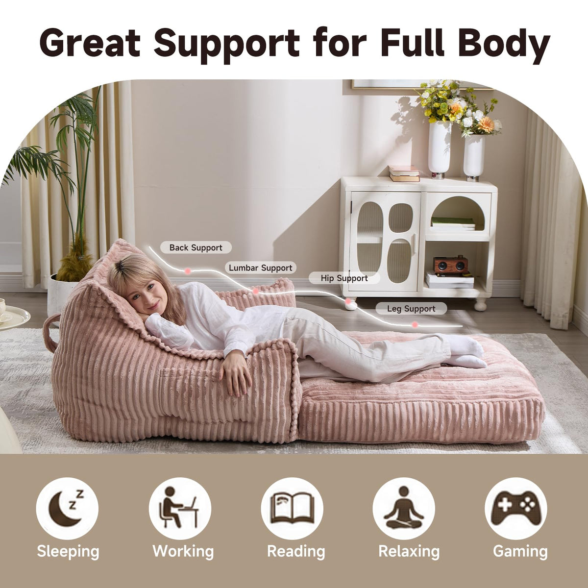 2 in 1 Folding Sofa Bed Pink A3558