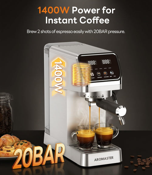 1400W Stainless Steel Espresso Machine with Milk Frother H283