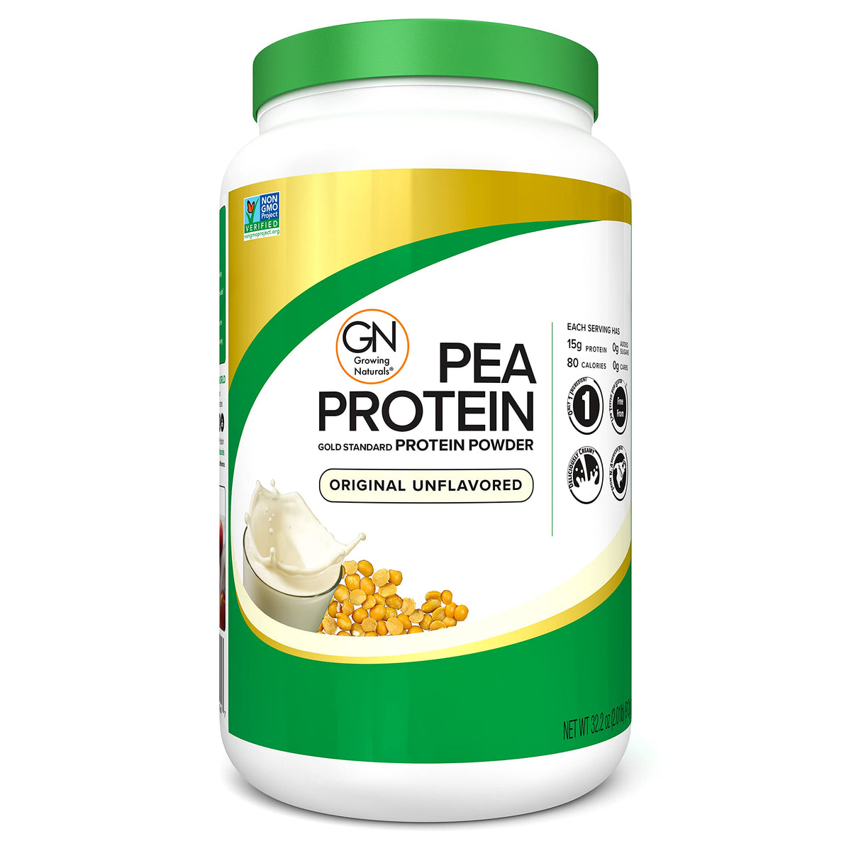 Raw Pea Protein Powder, Vegan Plant Based, BCAA, Low-Carb, Low-Sugar, Unflavored, 2 Pound P119396