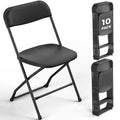 Black Plastic Folding Chairs, 10 Pack Steel Frame 350lbs Capacity S13371