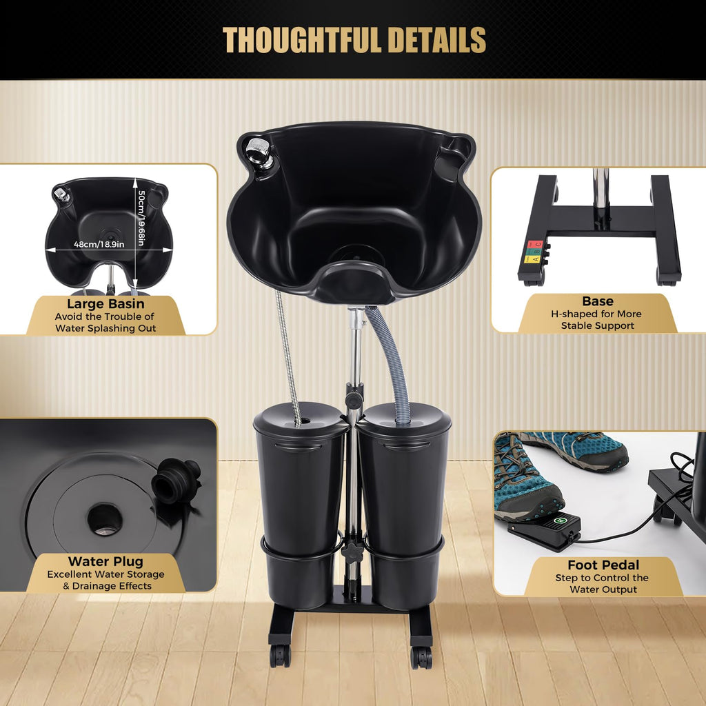 Portable Height Adjustable Shampoo Bowl with Drain Hoses Y6966
