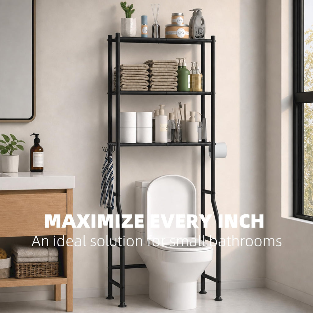 3-Tier Over Toilet Storage, Black O96625