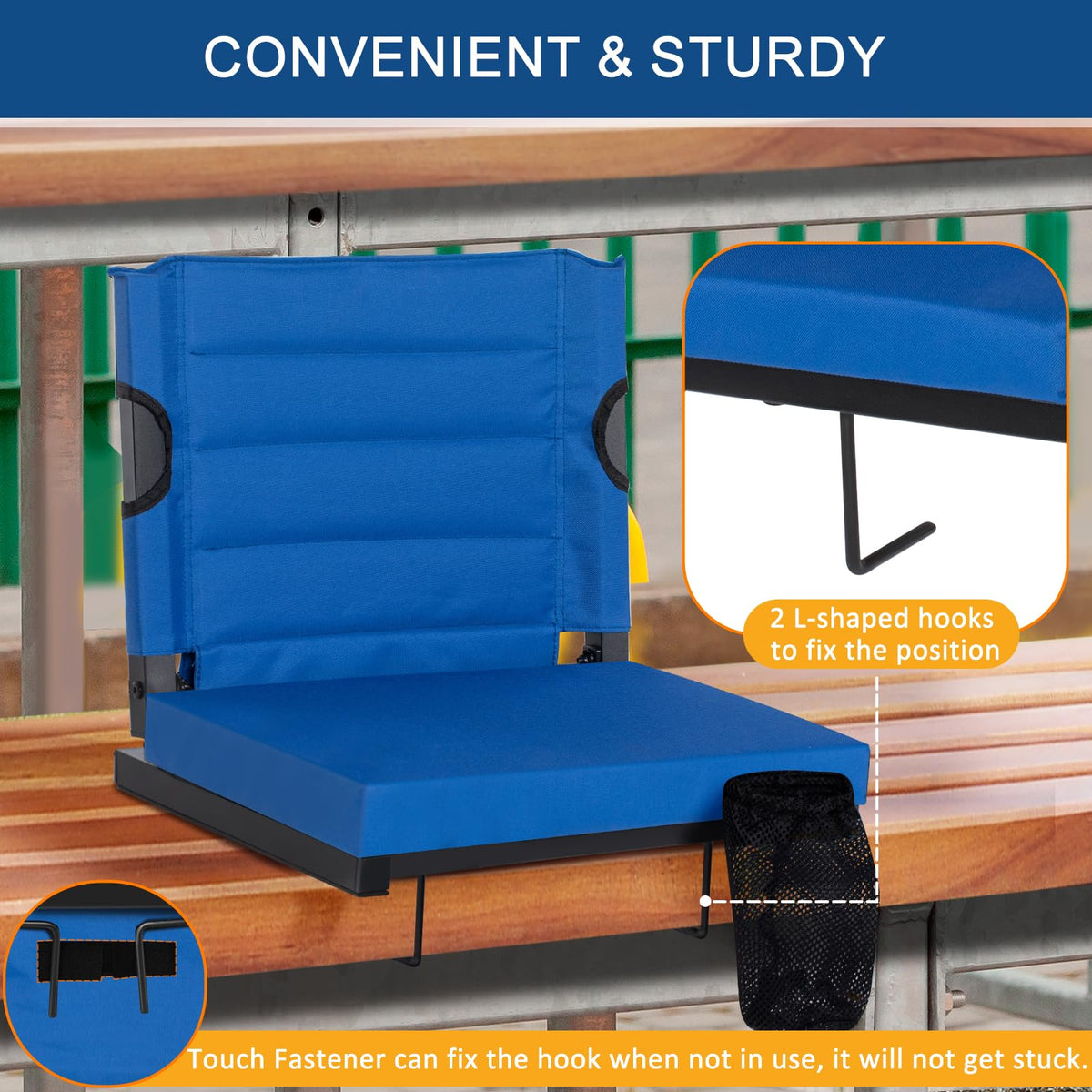 2 Pack Blue Stadium Seats for Bleachers with Back Support Y502194