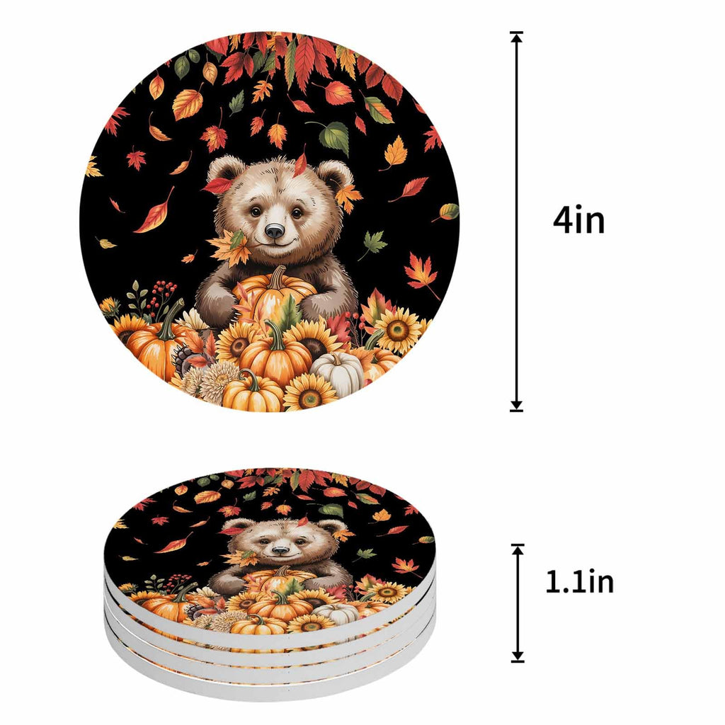 Absorbent Stone Ceramic Coaster with Cork Back, Set of 8 Z53886
