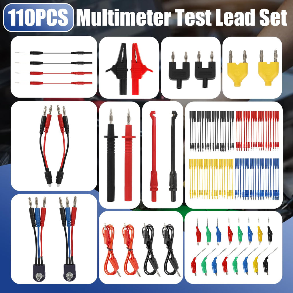 110 Pcs Automotive Circuit Test Lead Kit with Black Carrying Case S5208