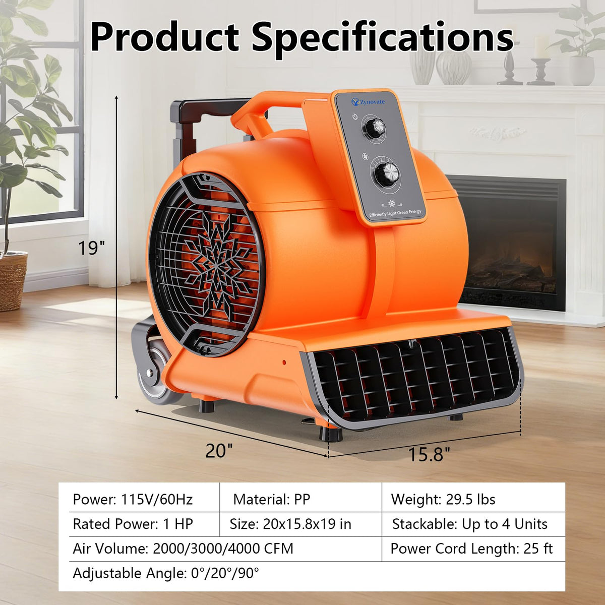 1 HP 4000 CFM Portable Air Mover P9543