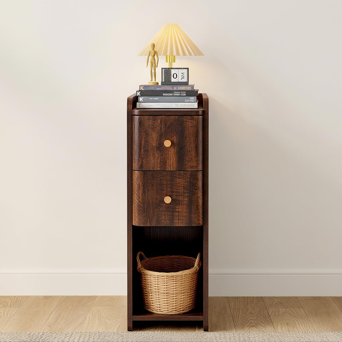 Wooden 2 Drawer Narrow Nightstand N64778