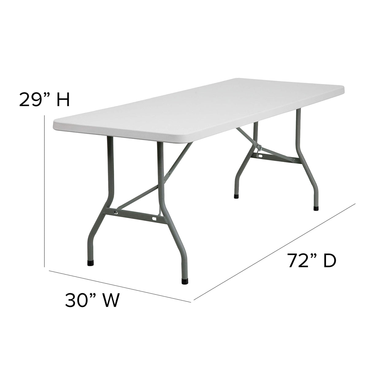 6-Foot Granite White Plastic Folding Table C766914