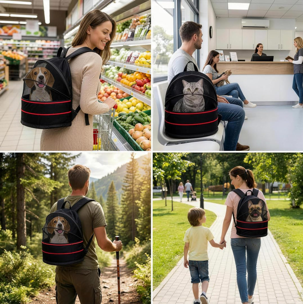 Expandable Dog Backpack Carrier with Breathable Front Opening-Black X99826