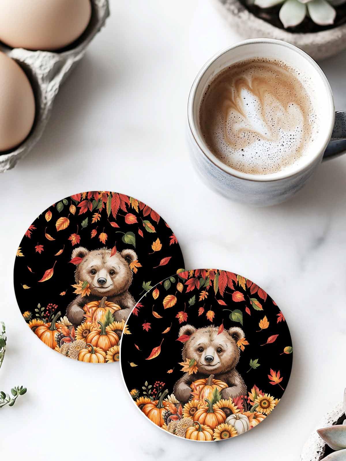 Absorbent Stone Ceramic Coaster with Cork Back, Set of 8 Z53886