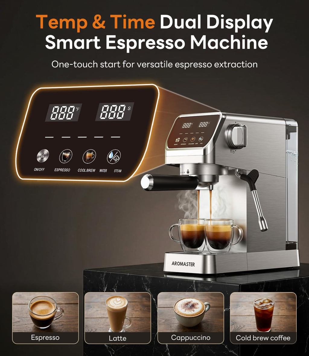 1400W Stainless Steel Espresso Machine with Milk Frother H283
