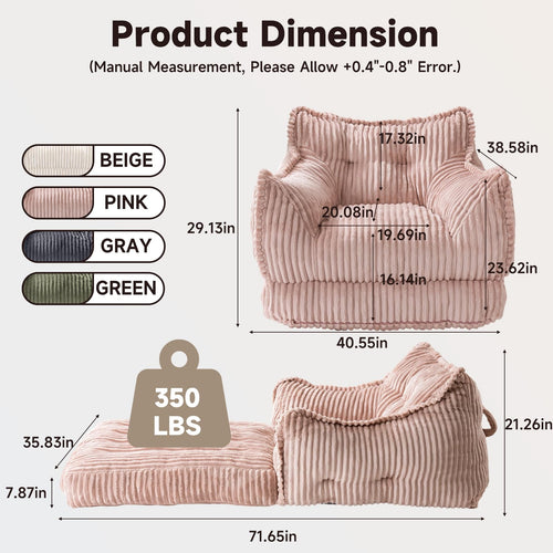 2 in 1 Folding Sofa Bed Pink A3558