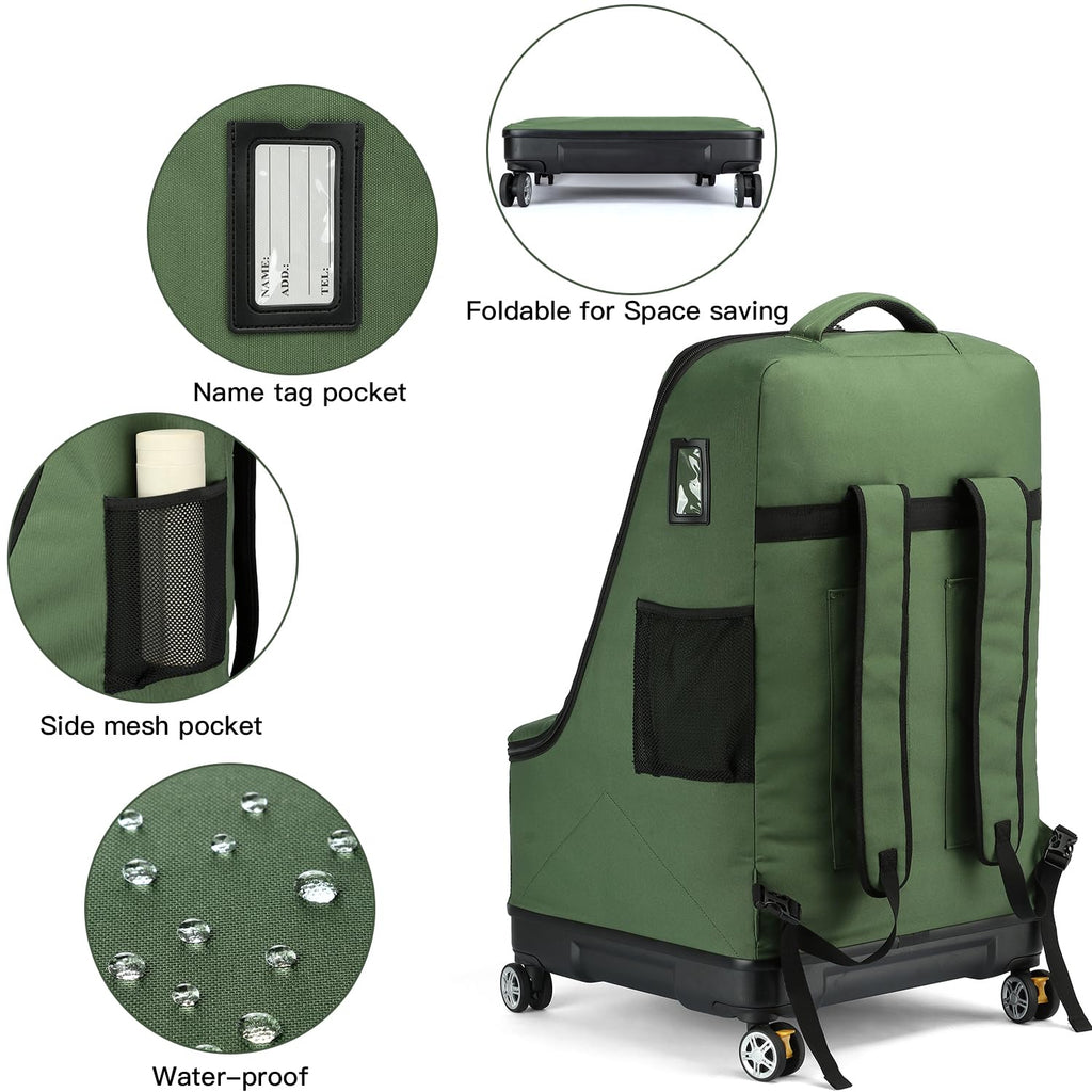 Green Car Seat Travel Bag with Spinner Wheels V99001