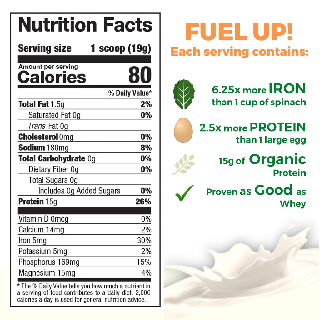 Raw Pea Protein Powder, Vegan Plant Based, BCAA, Low-Carb, Low-Sugar, Unflavored, 2 Pound P119396