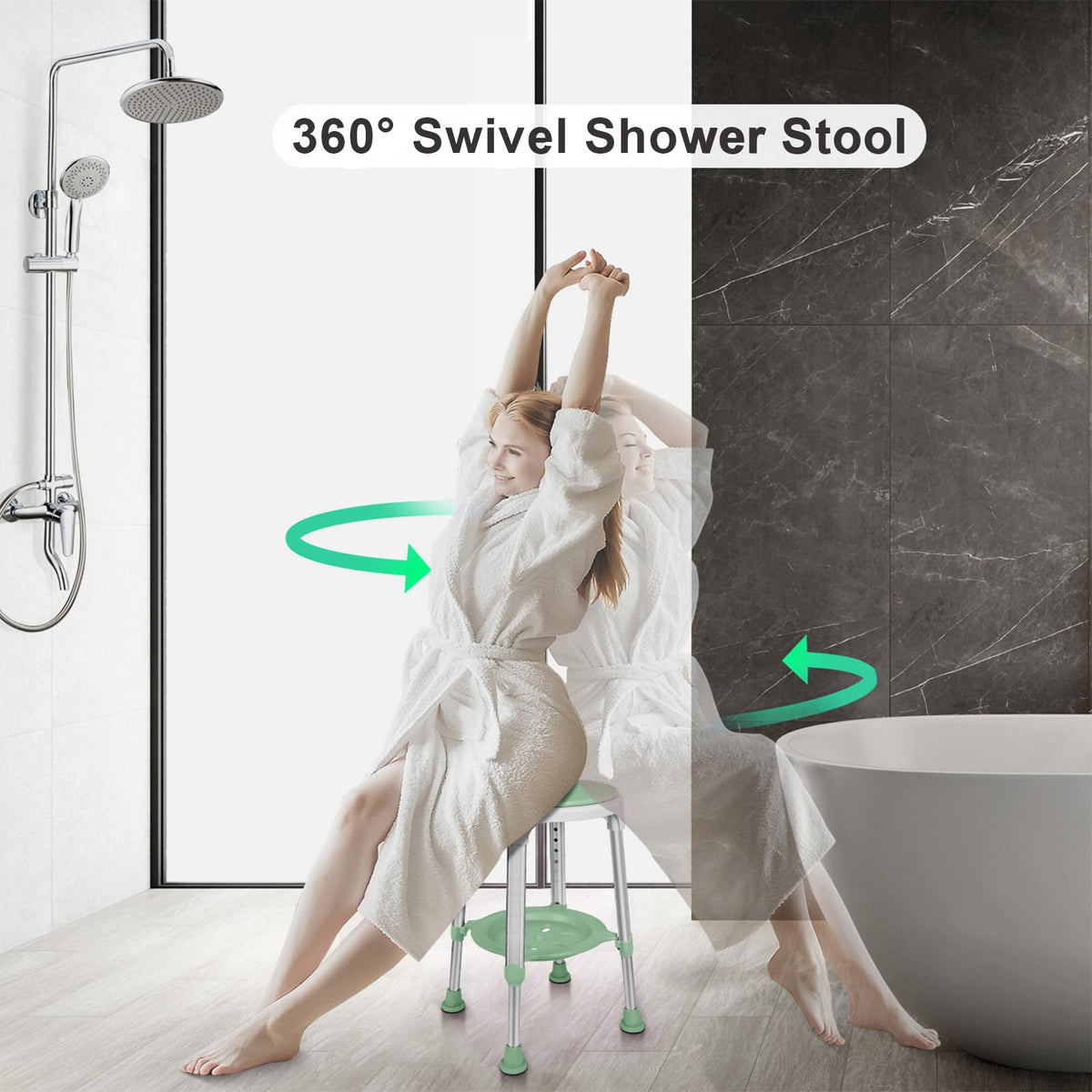 Adjustable Swivel Shower Chair with Storage Tray P188