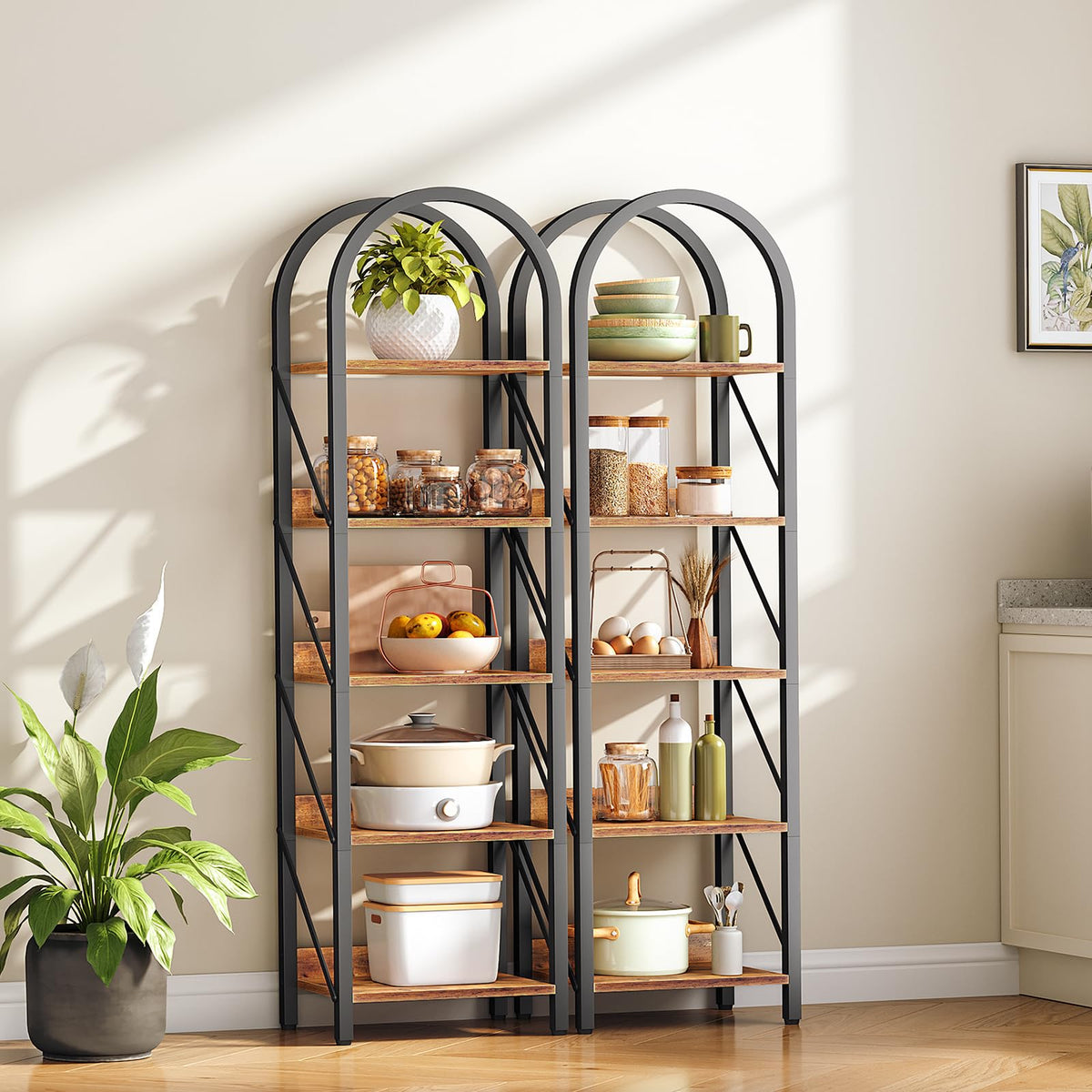 5-Tier Arched Bookshelf with Metal Frame W2035