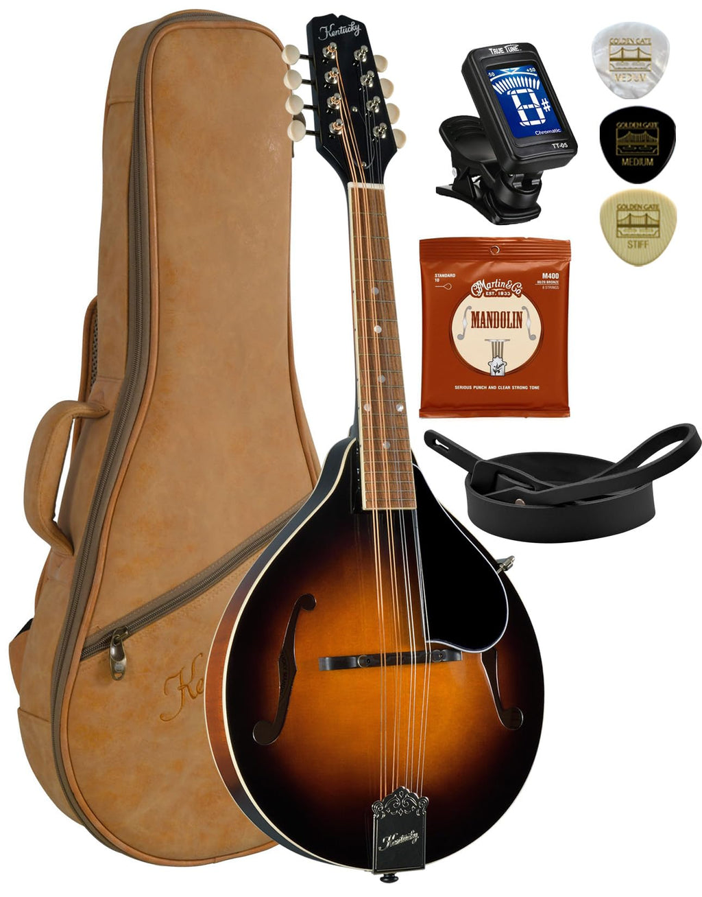 All-Solid A-Model Mandolin with Bag, Tuner, Picks, Strap, Strings V580