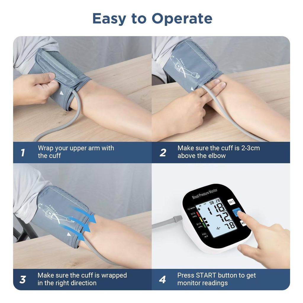 Blood Pressure Monitor with Large Backlit Display for 2 Users Arm Cuff & Storage Bag H14240