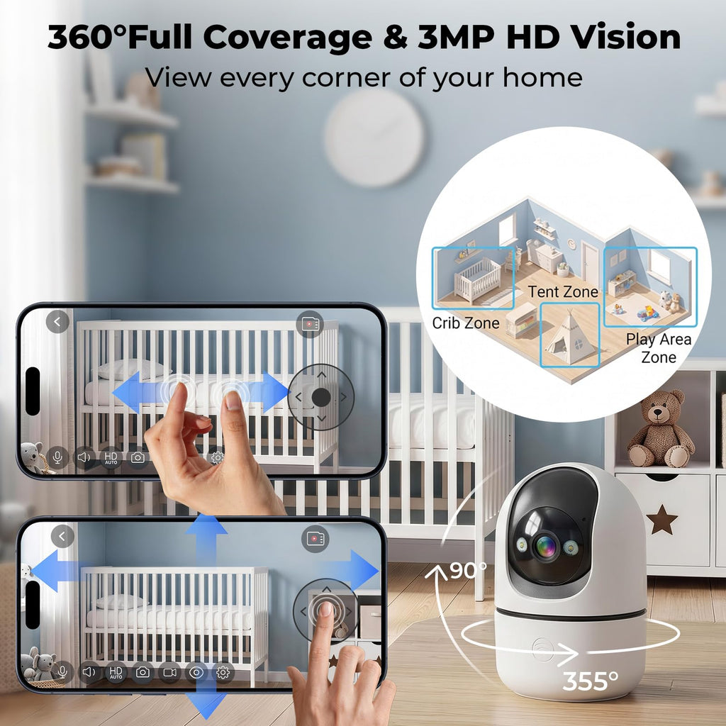 Indoor Camera 5G&2.4G WiFi 360° Pan/Tilt 2-Pack G84442