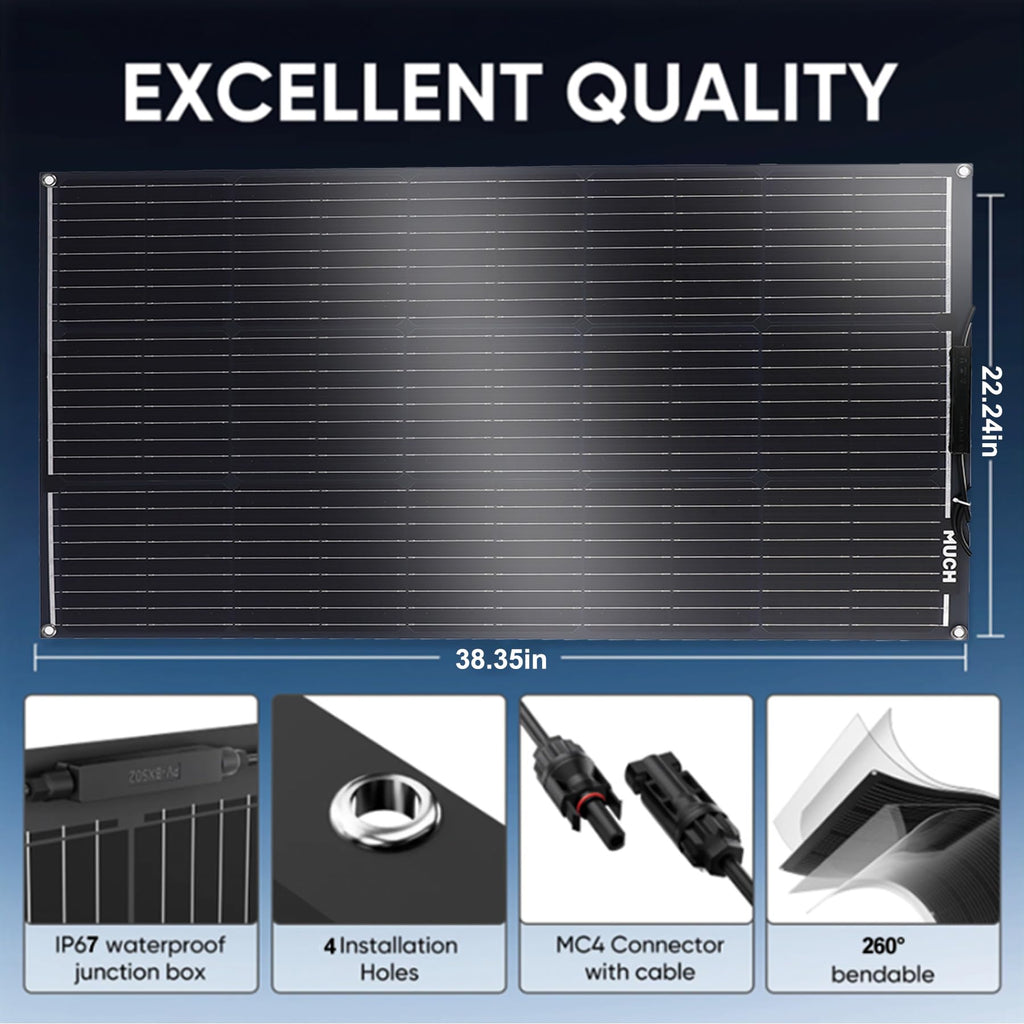 200W Flexible Solar Panel Kit 12V Mono 30A PWM Controller Y5233