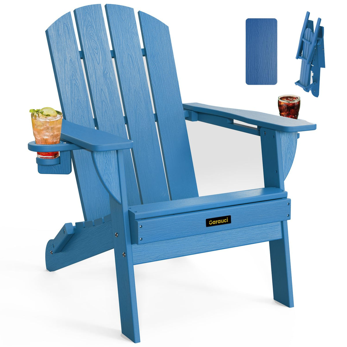 Folding Adirondack Chair with 2 Cup Holder Blue W431