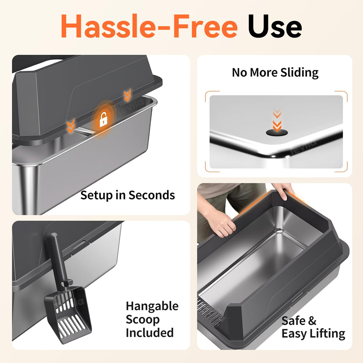 Stainless Steel Litter Box with Scoop D181241