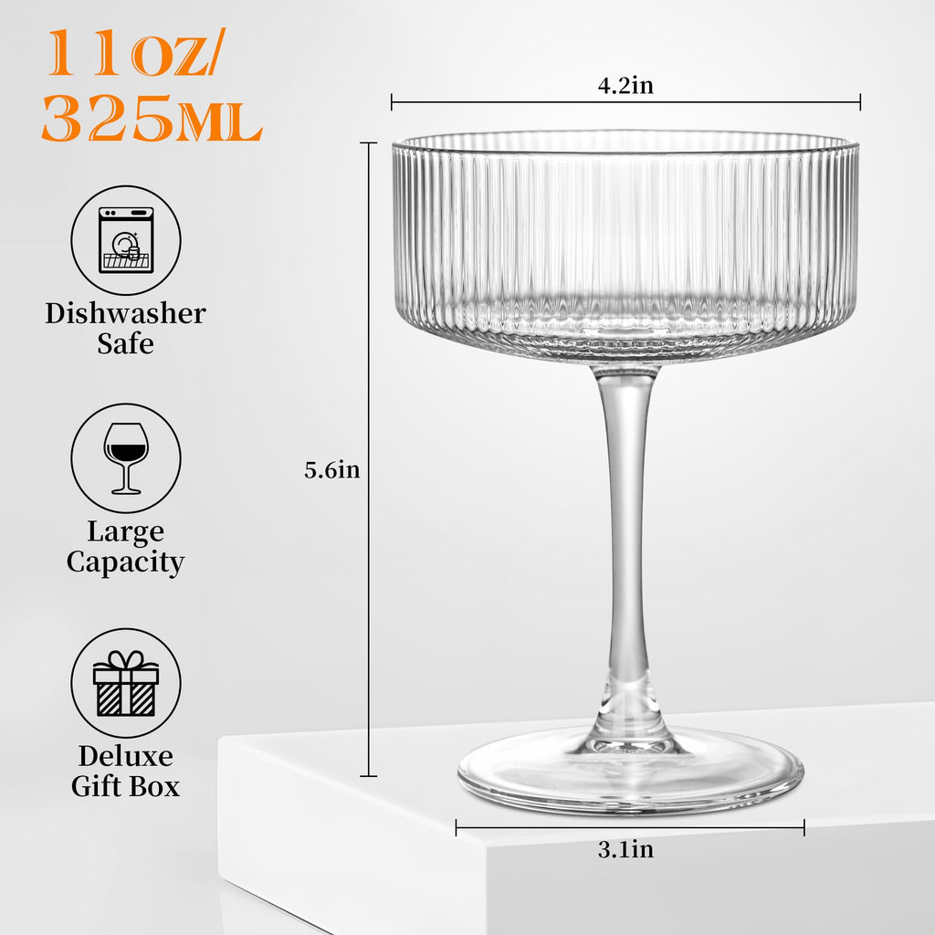 Ribbed Coupe Glasses Set of 6 B78861