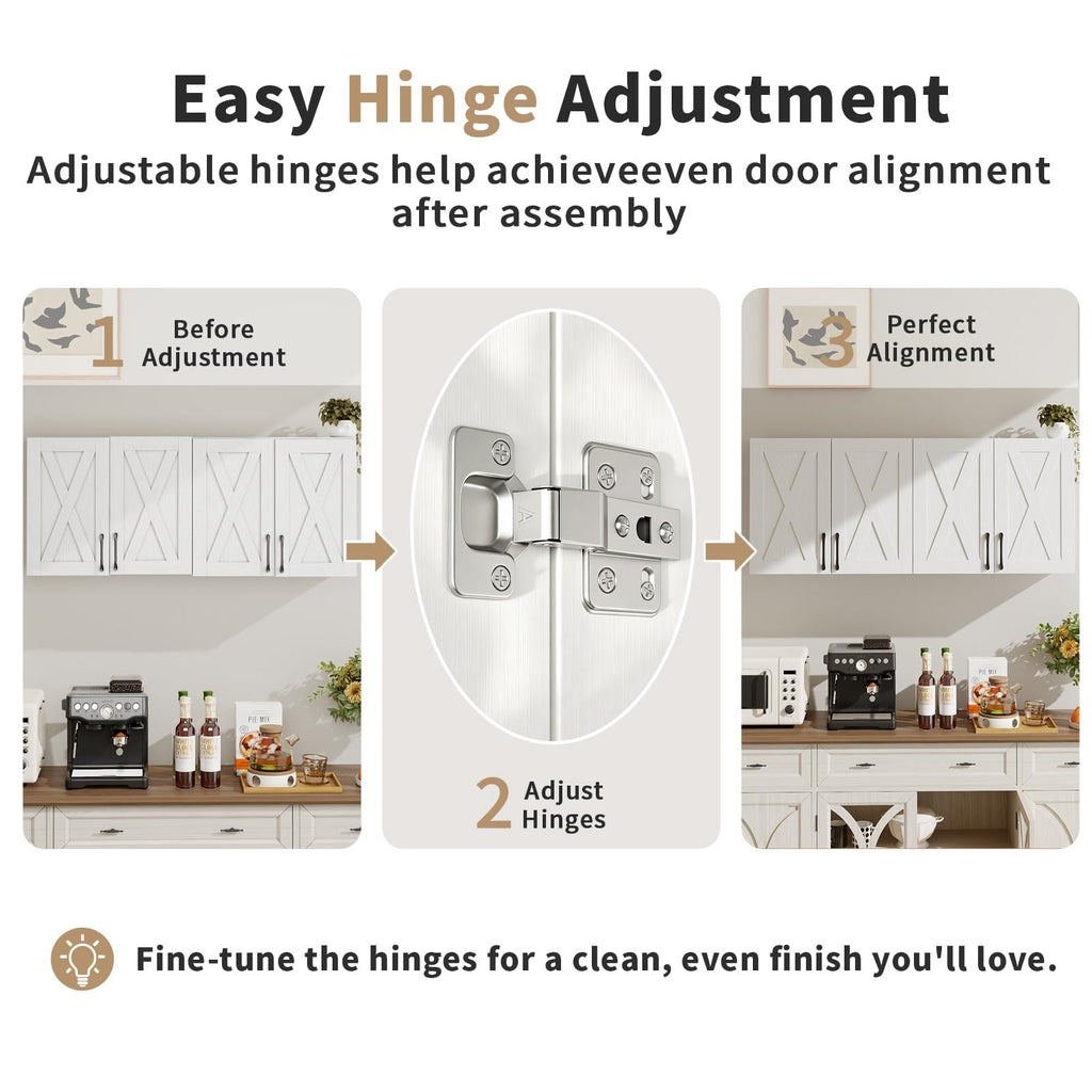 White Wall Mounted Storage Cabinet with 4 Barn Doors Y902578