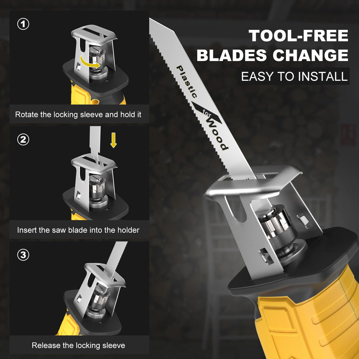Cordless Reciprocating Saw 150W Variable Speed with 4 Saw Blades H51596