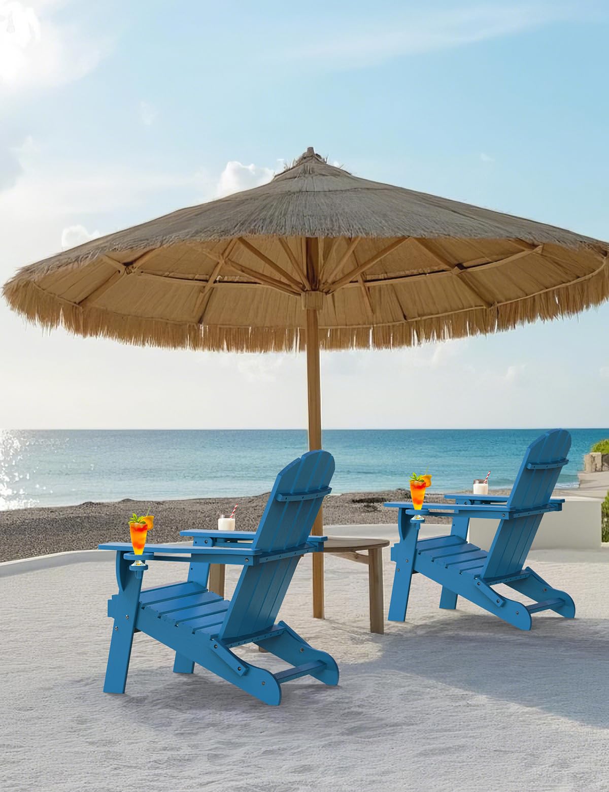 Folding Adirondack Chair with 2 Cup Holder Blue W431