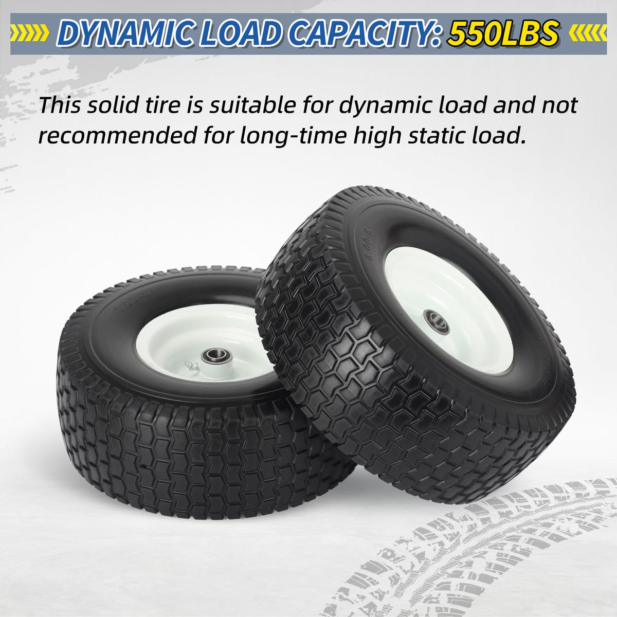 15x6.00-6 Flat Free Lawn Mower Tire and Wheel, 2 Pack B8795