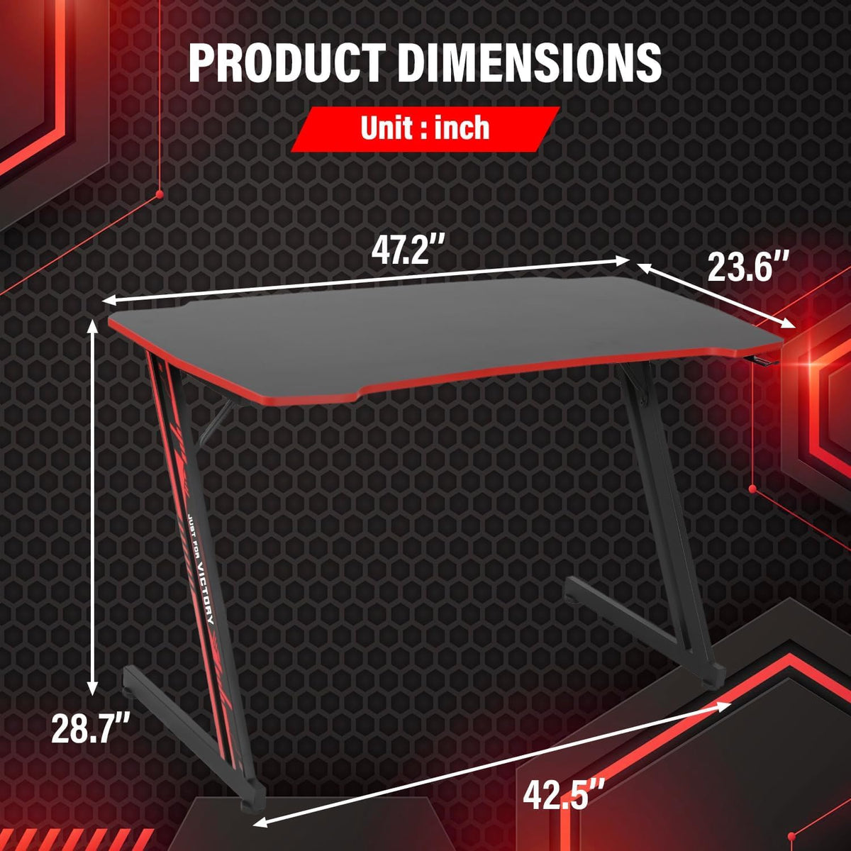 47 Inch Gaming Desk with Headphone Hook O454943