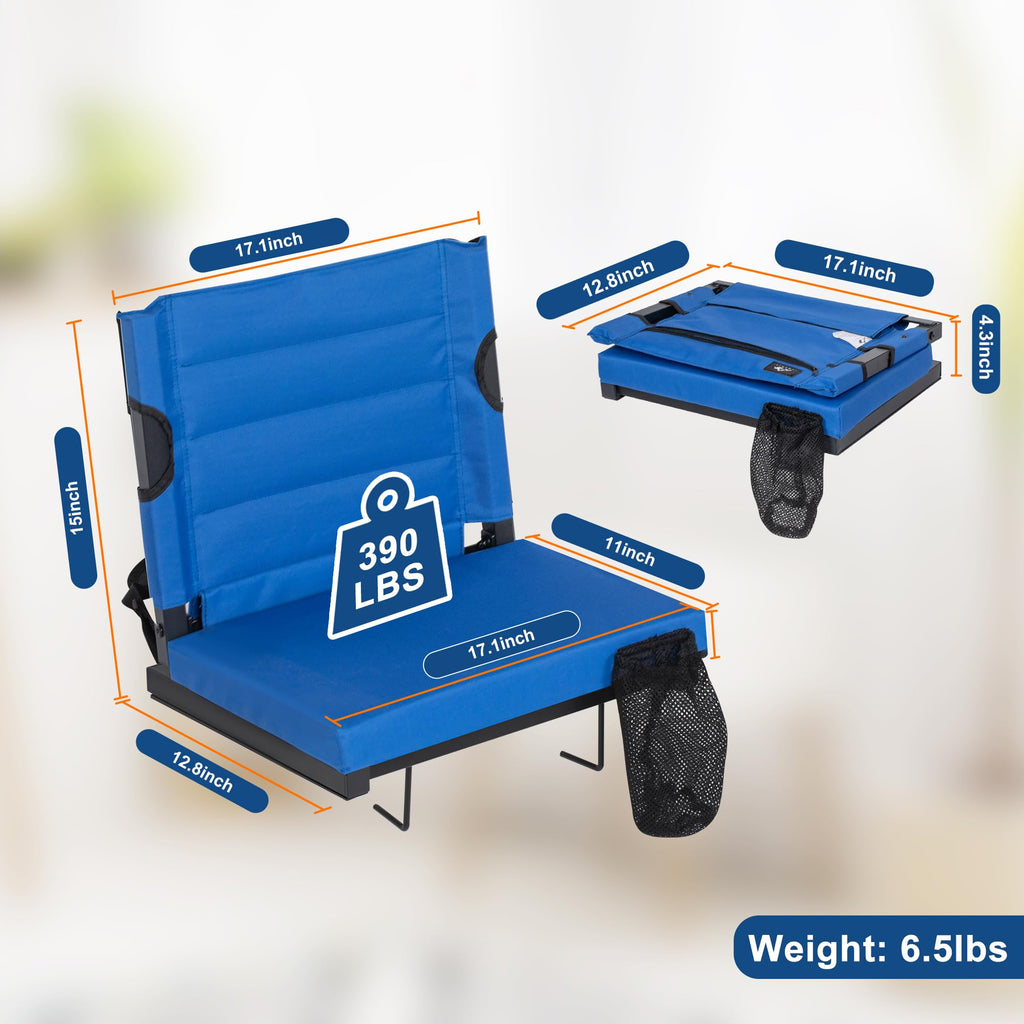 2 Pack Blue Stadium Seats for Bleachers with Back Support Y502194