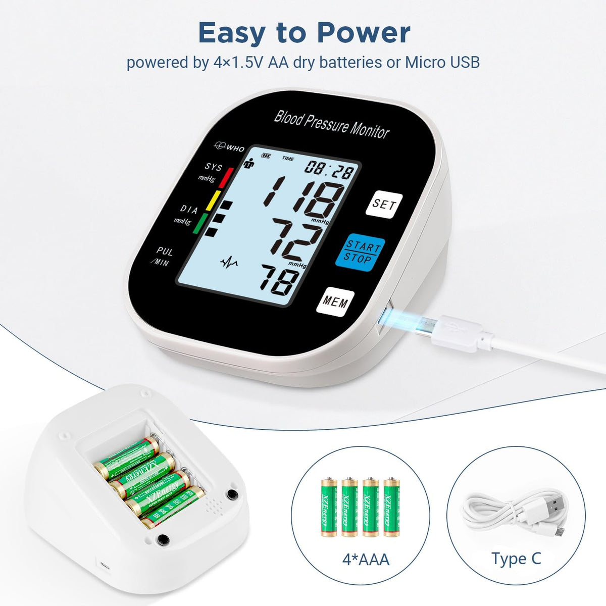 Blood Pressure Monitor with Large Backlit Display for 2 Users Arm Cuff & Storage Bag H14240