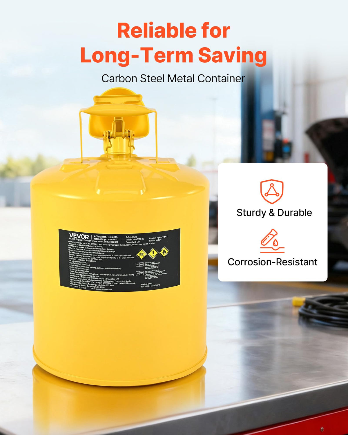 5 Gallon Type I Yellow Metal Container with Flame Arrester U238