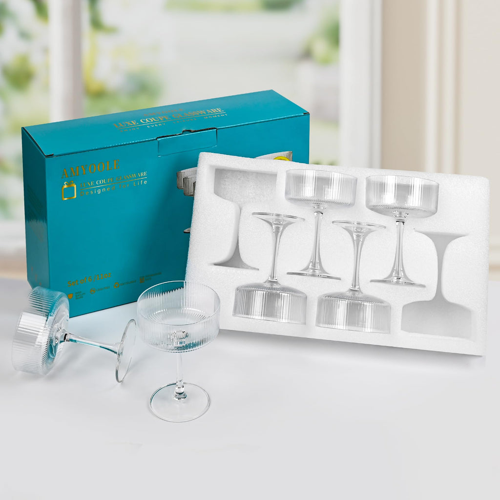 Ribbed Coupe Glasses Set of 6 B78861